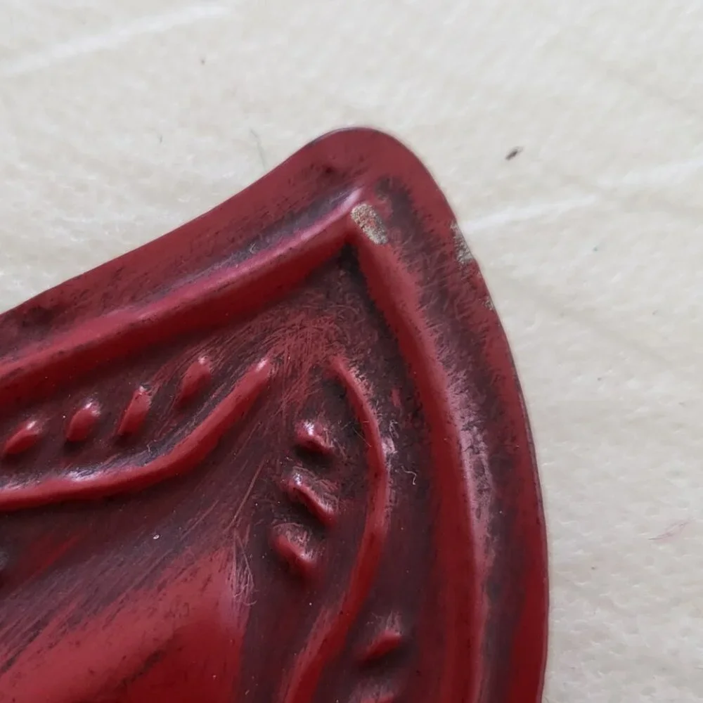 Angel Ornament Wall Decor Plaid Ribbon Burgundy Christmas Tree Religious Maroon